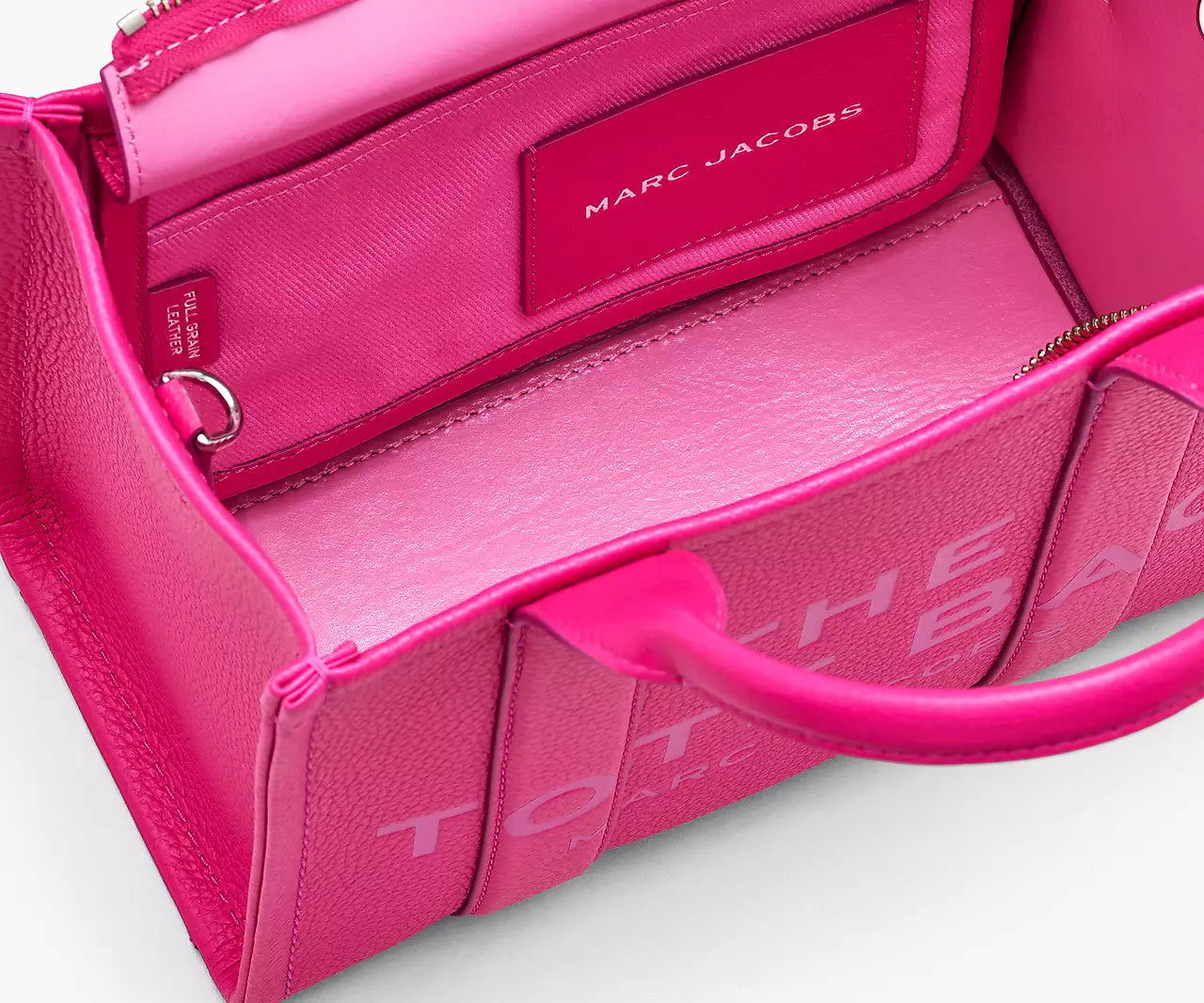 THE LEATHER SMALL TOTE BAG- Hot Pink