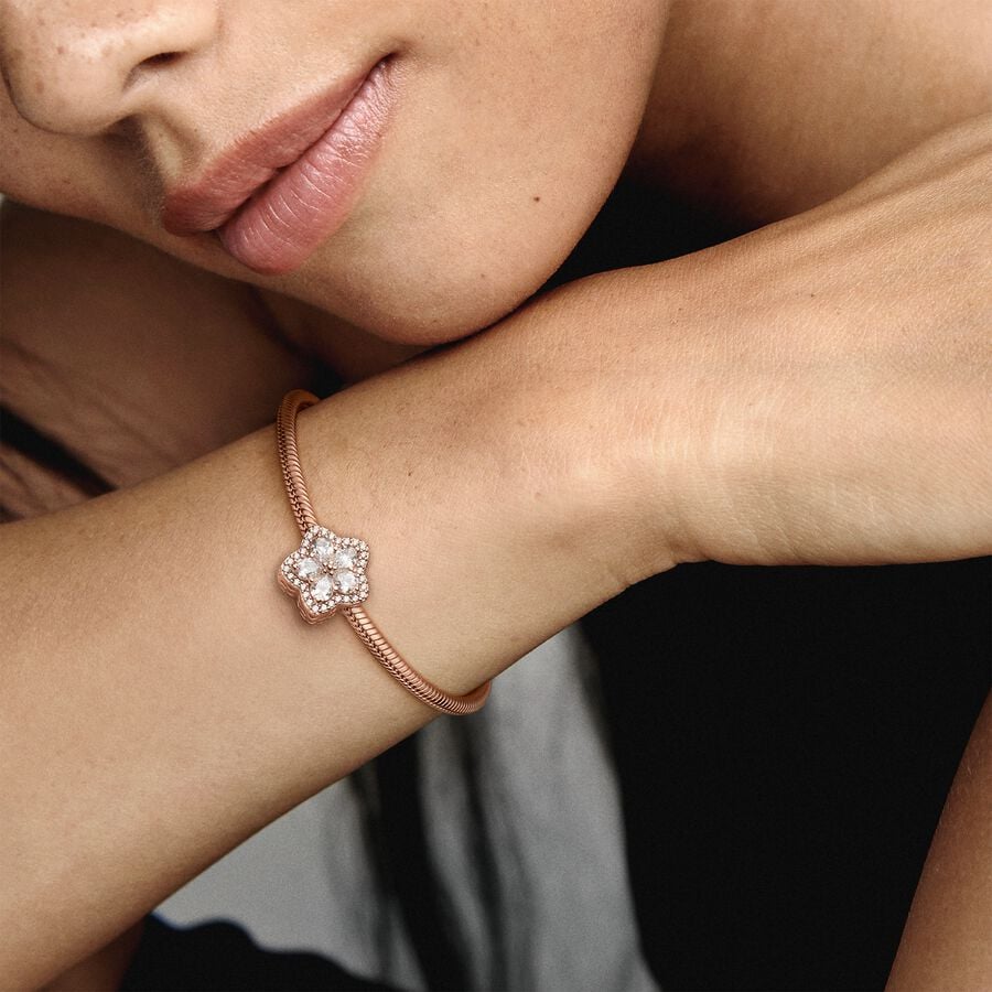 Rose Gold Sparkling Snowflake Pavé Charm