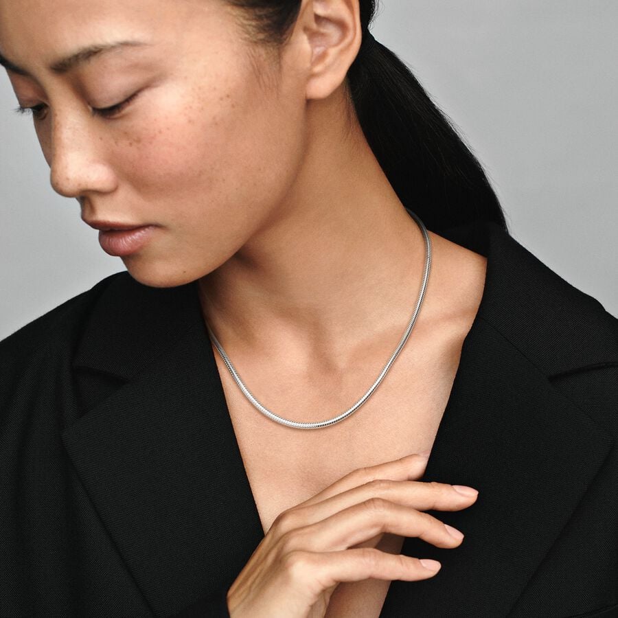 Silver Pandora Moments Snake Chain Necklace