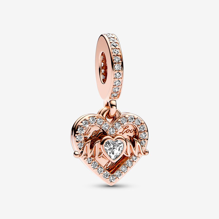 Heart & Mom Dangle Charm & Bracelet Set