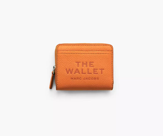 THE LEATHER MINI COMPACT WALLET- Tangerine