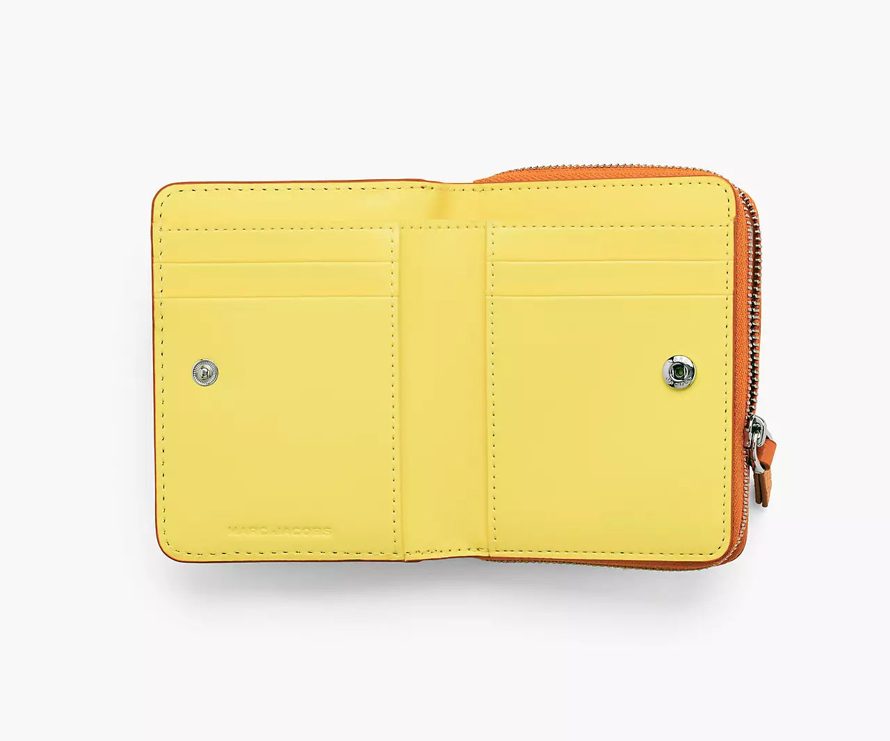 THE LEATHER MINI COMPACT WALLET- Tangerine
