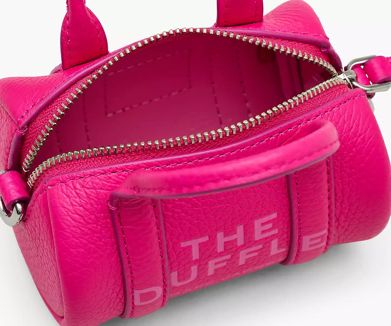 THE LEATHER NANO DUFFLE CROSSBODY- Hot Pink