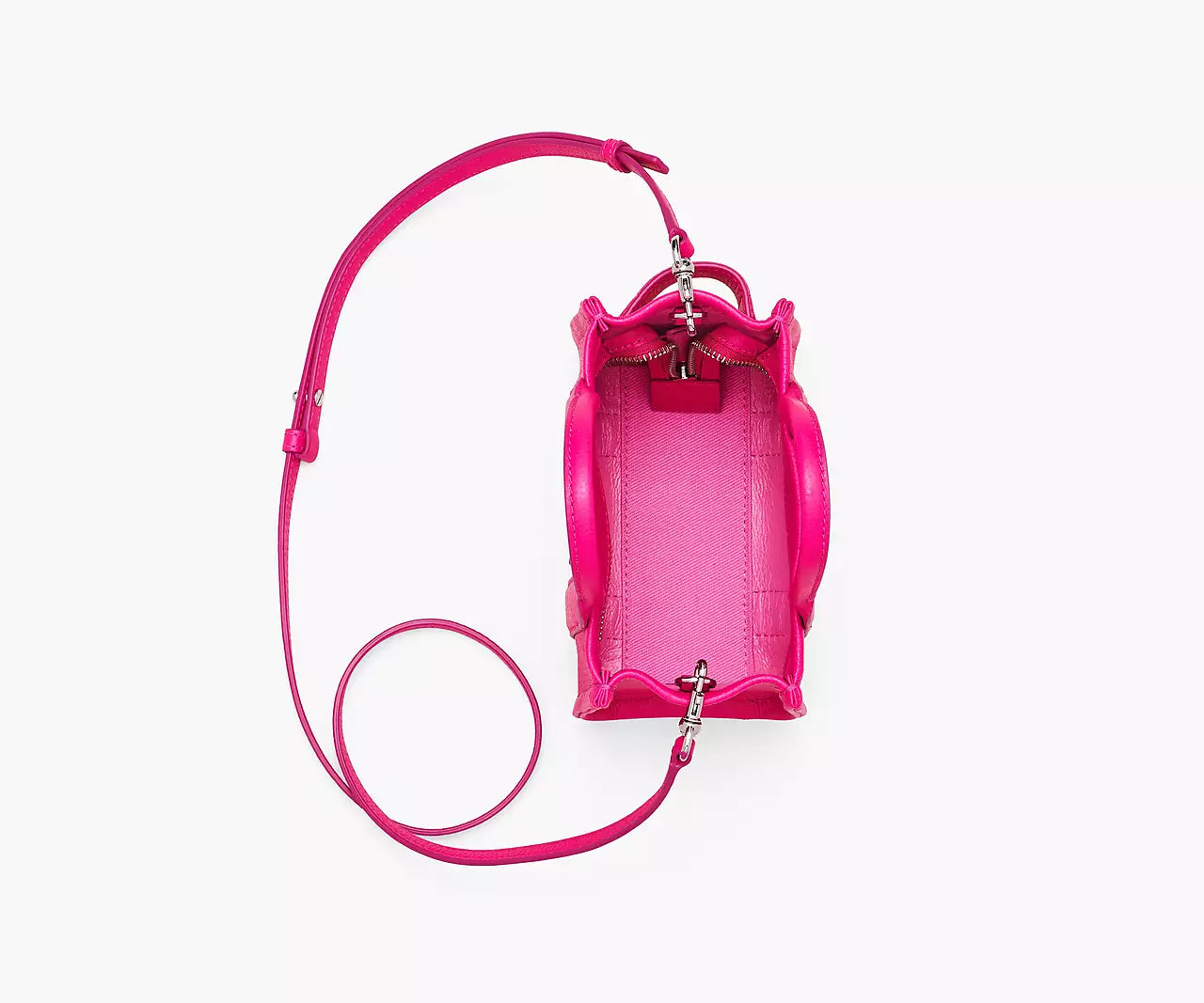 THE LEATHER CROSSBODY TOTE BAG- Hot Pink