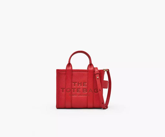 THE LEATHER CROSSBODY TOTE BAG- True Red
