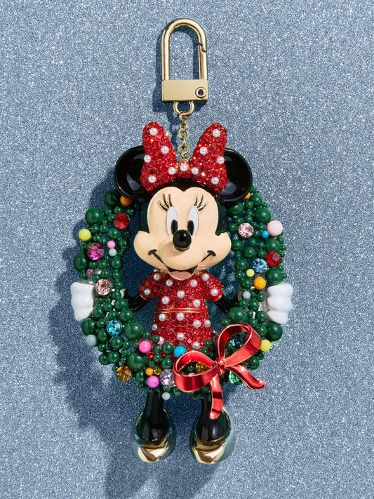 Minnie Mouse Holiday Welcome Wreath Disney Bag Charm