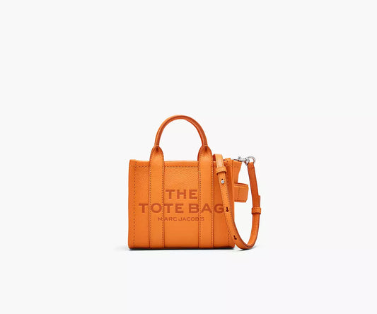 THE LEATHER CROSSBODY TOTE BAG- Tangerine