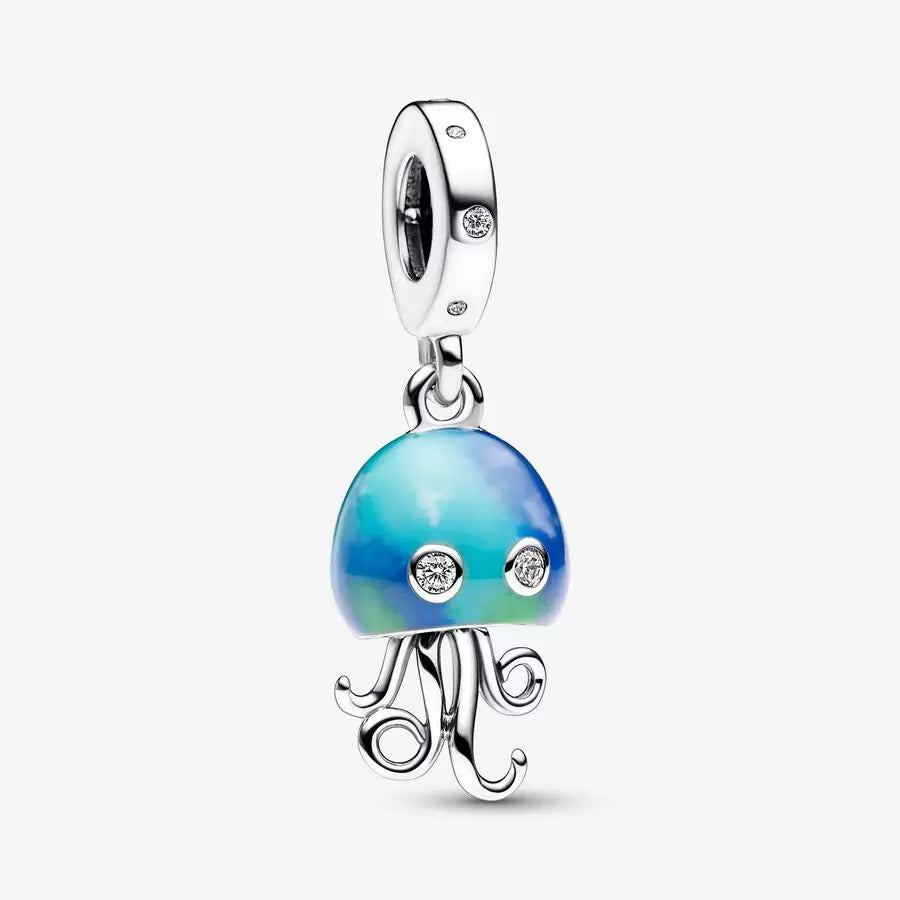 Glow in the Dark Hermit Crab and Color Changing Jellyfish Charm Bracelet Set