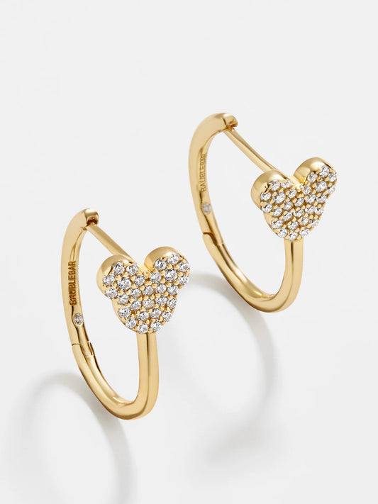 Mickey Mouse Disney 18K Gold Plated Sterling Silver Huggie Hoop Earrings