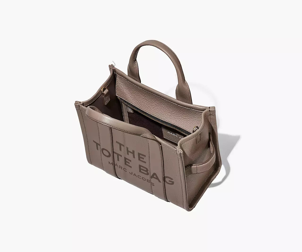 THE LEATHER SMALL TOTE BAG- Cement