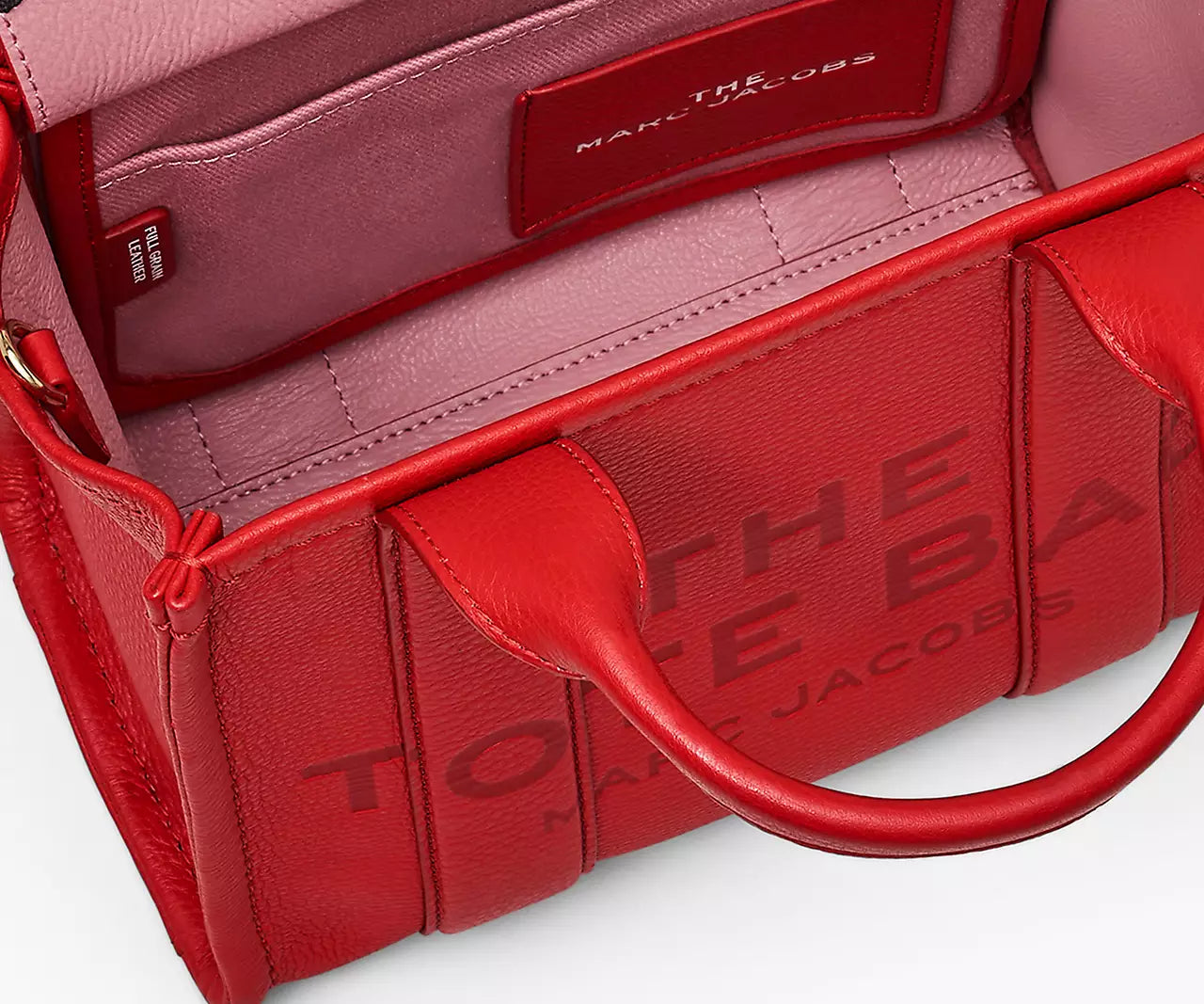 THE LEATHER SMALL TOTE BAG- True Red