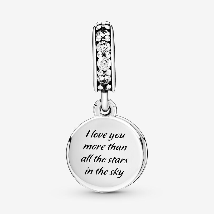 Blue Night Sky Crescent Moon & Stars Dangle Charm