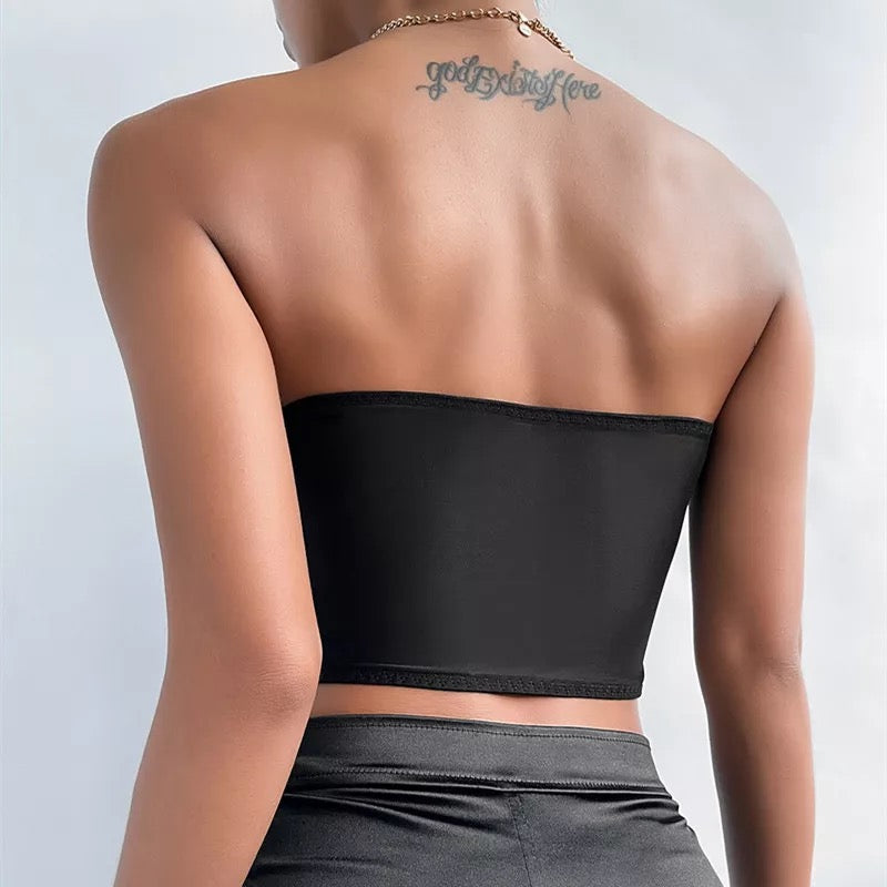 Corsé Encaje Negro Azul