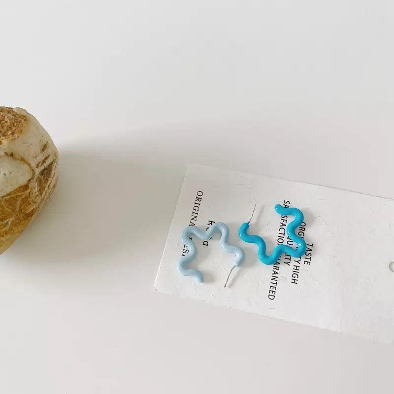 Aretes Retro De Resina Azul - 2 Pares