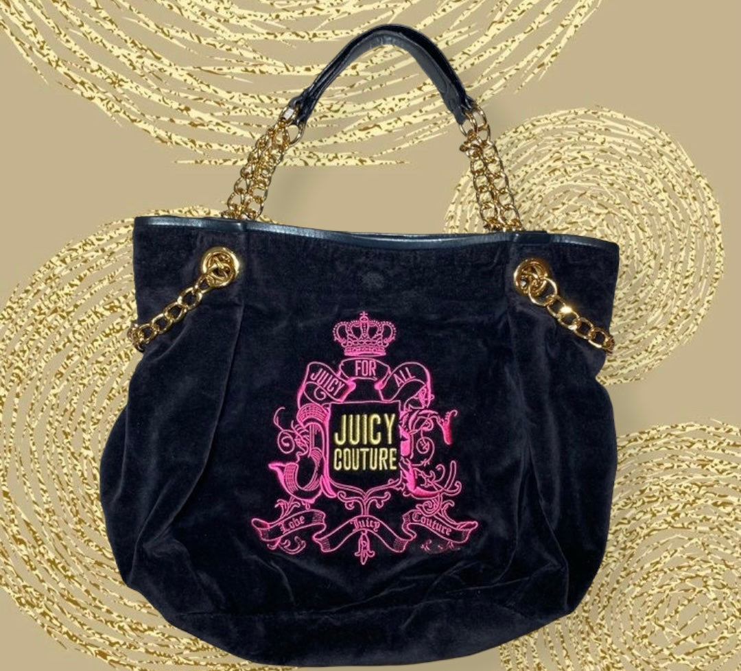 Bolsa Grande + Charm Juicy Couture Negra Terciopelo - estará en $699