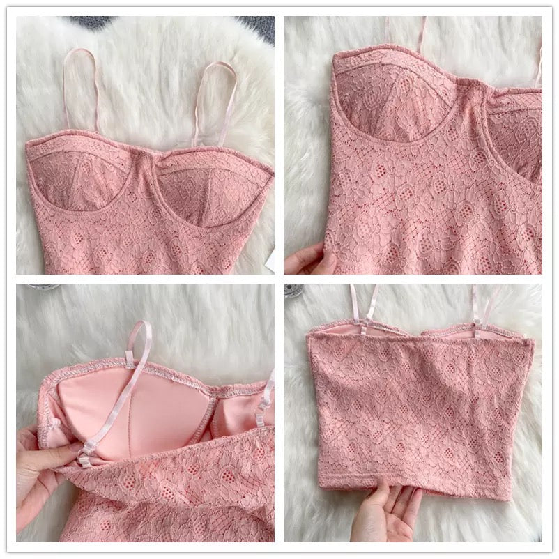 Corsé Encaje Rosa