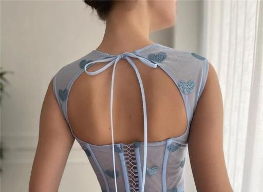 Maxi Vestido~ Corazones de Dos Piezas Azul