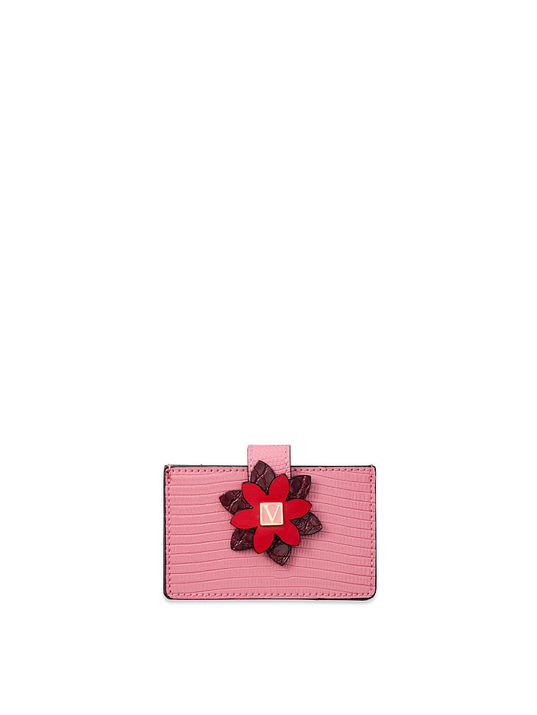 The Victoria Expandable Card Case-Rosa con flor