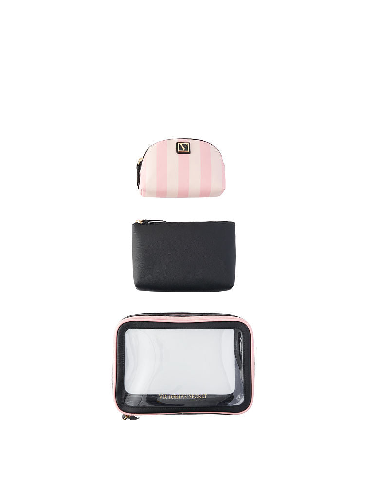 Beauty Bag Trio-Rosa con rayas