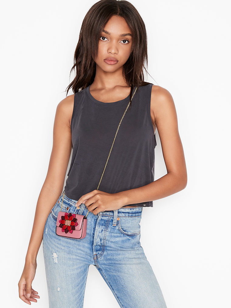 The Victoria Micro Shoulder Bag-Rosa con flor