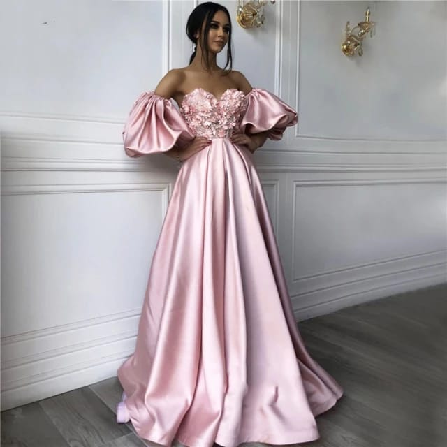 Vestido~ Mangas Abombadas Rosa