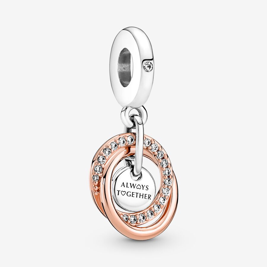 Family Circle Rose Charm Necklace Set