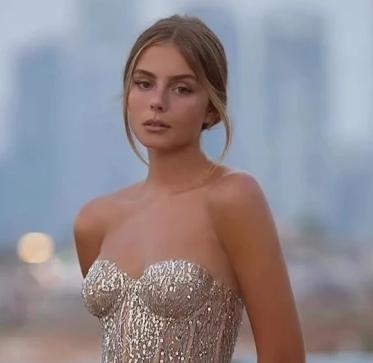 Maxi Vestido~ Strapple Dorado con Brillos Champagne