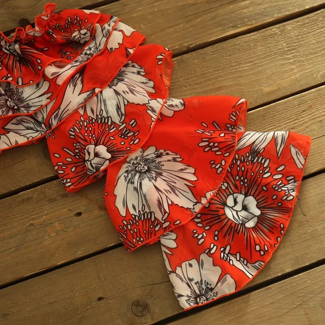 Traje de Baño~ Completo Mangas Tulipán Naranja