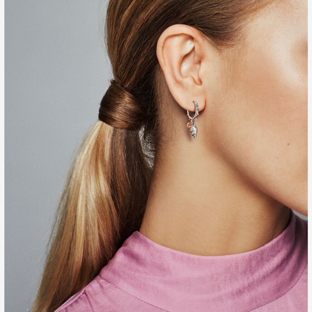 Heart & Conch Shell Hoop Earrings