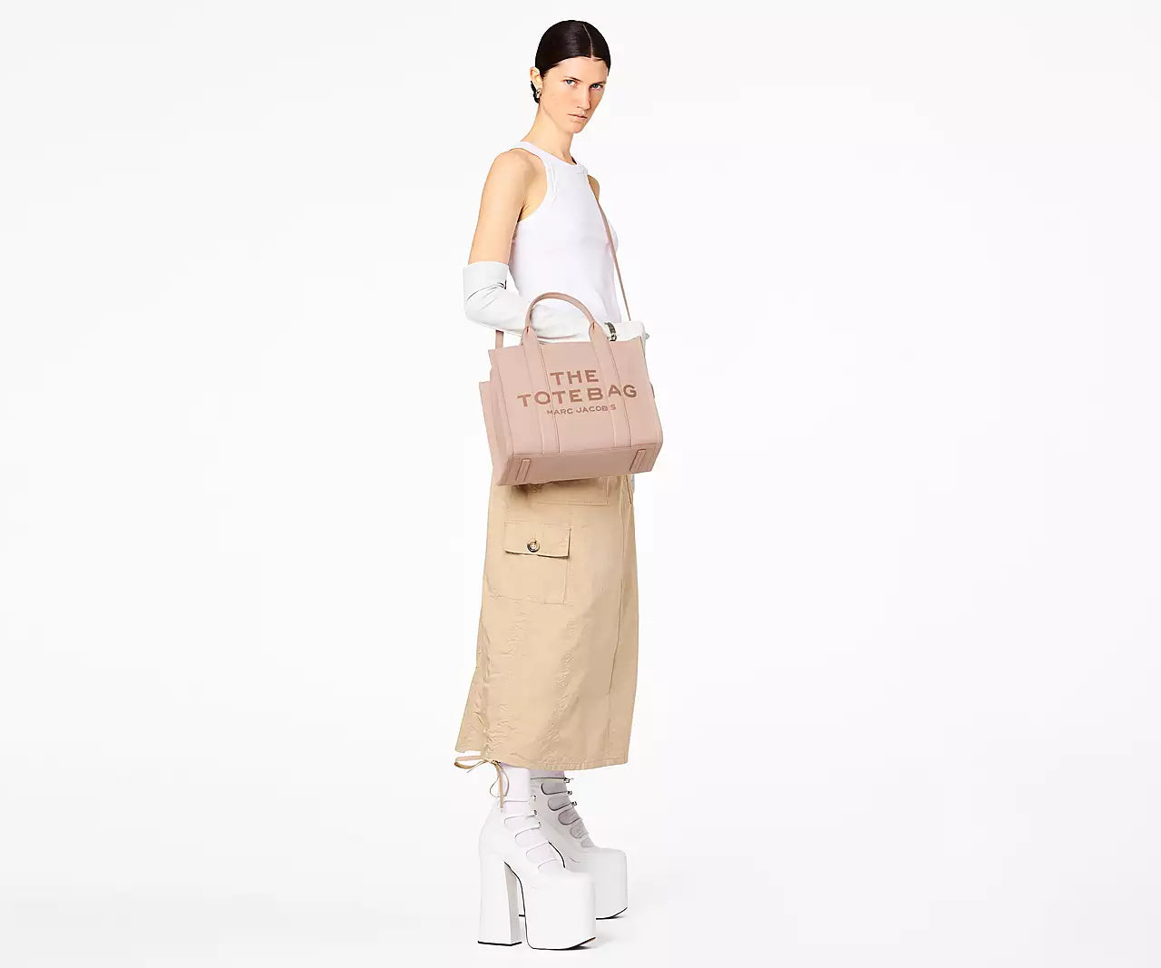 THE LEATHER MEDIUM TOTE BAG- Rose