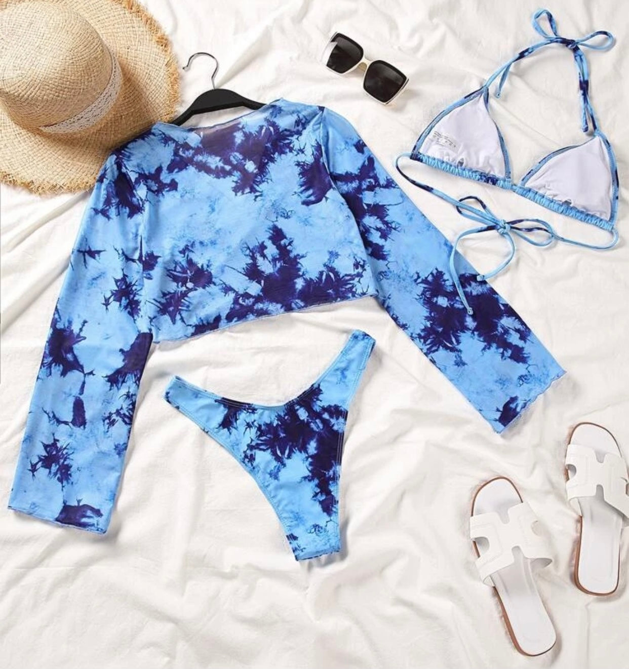 Traje de Baño 3 Piezas Azul Tie Dye