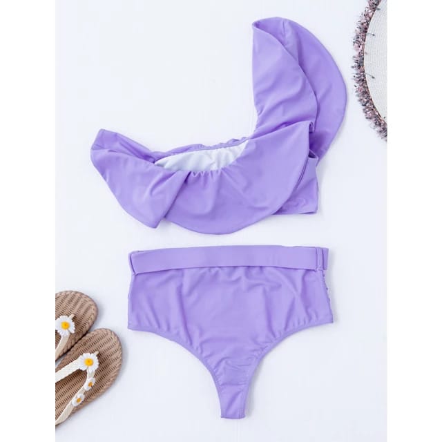 Traje de Baño~ Bikini Strapple con un Hombro Cintura Alta