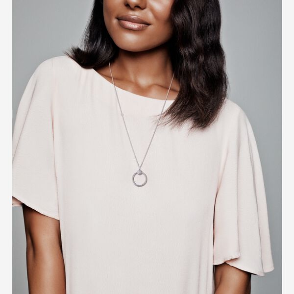 Pandora Moments ~ Small Pavé O Pendant Silver Clear