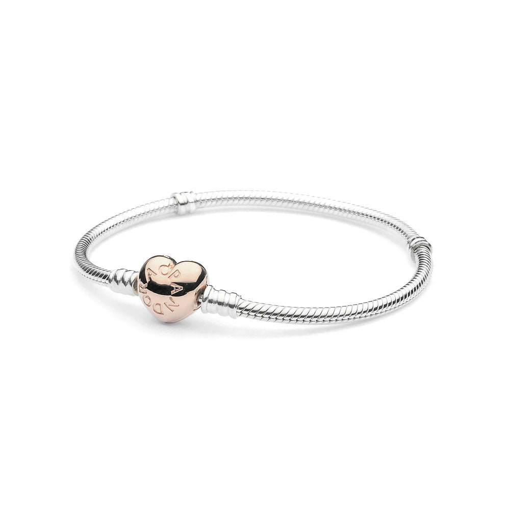 Pulsera Pandora corazón oro rosa