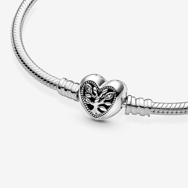Pandora Moments ~ Family Tree Heart Clasp Snake Chain Bracelet