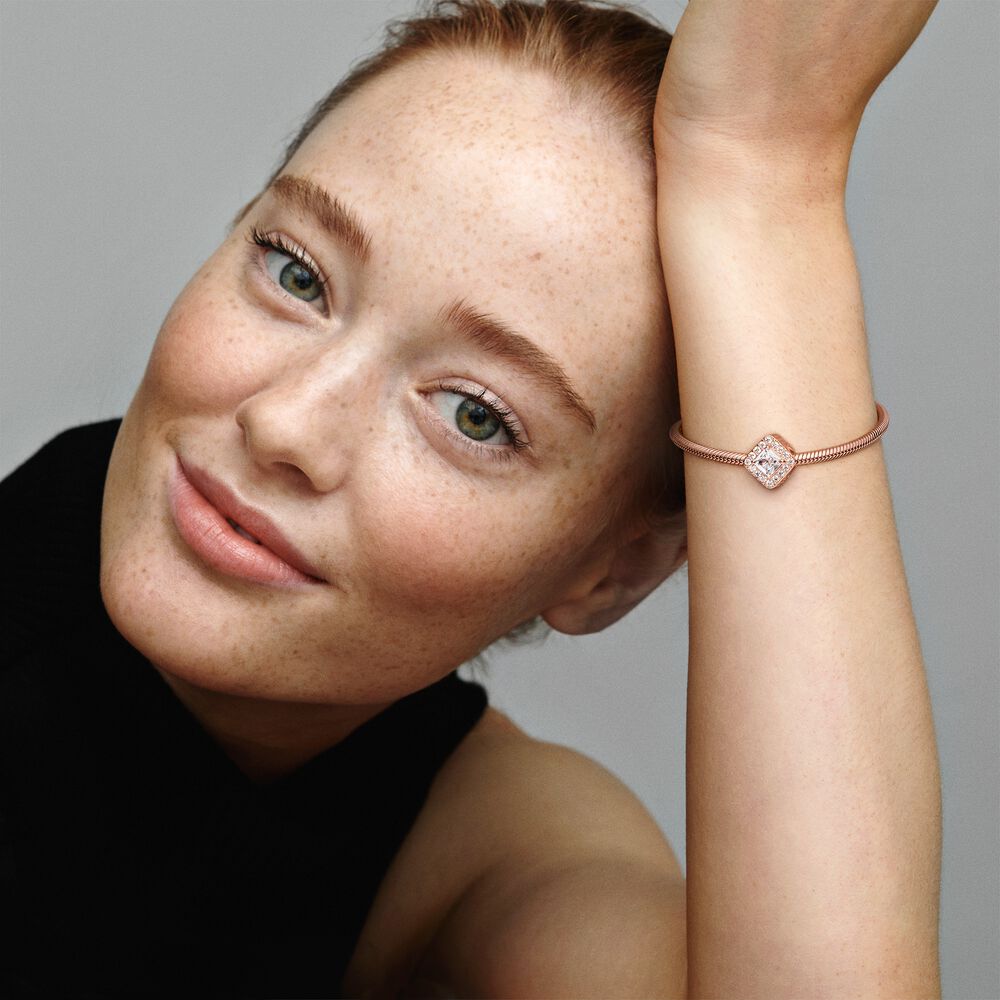 Square Sparkle Halo Charm Gold