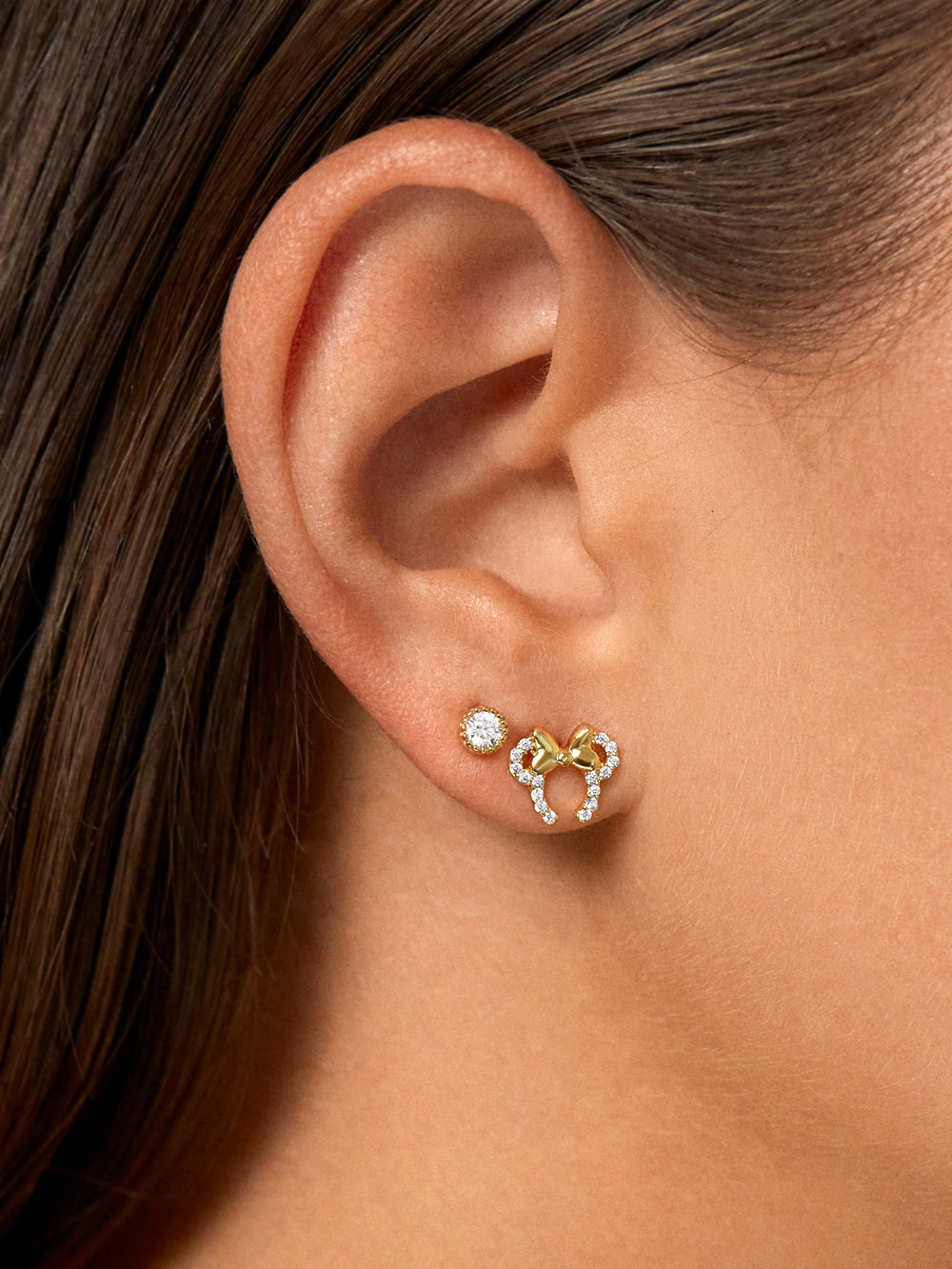 Disney 18K Gold Sterling Silver & Cubic Zirconia Headband Studs