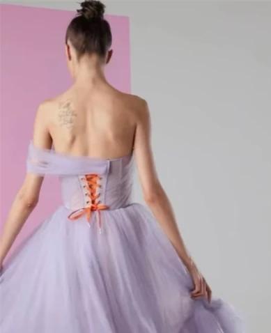 Maxi Vestido~ Corsé Malla en un Hombro Lavanda