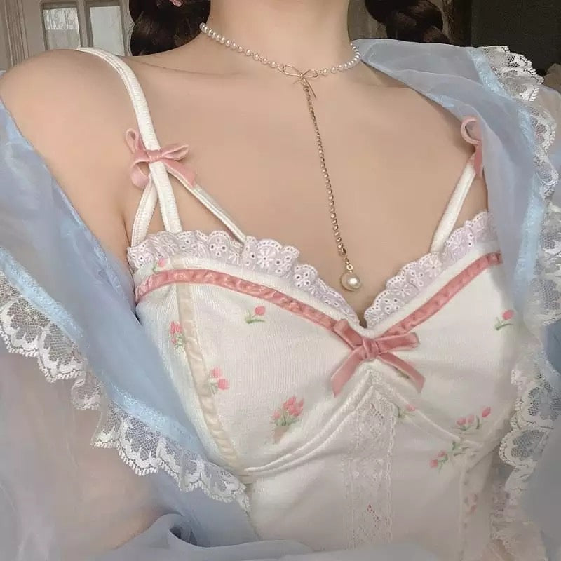 Blusa transparente Manga Larga Azul