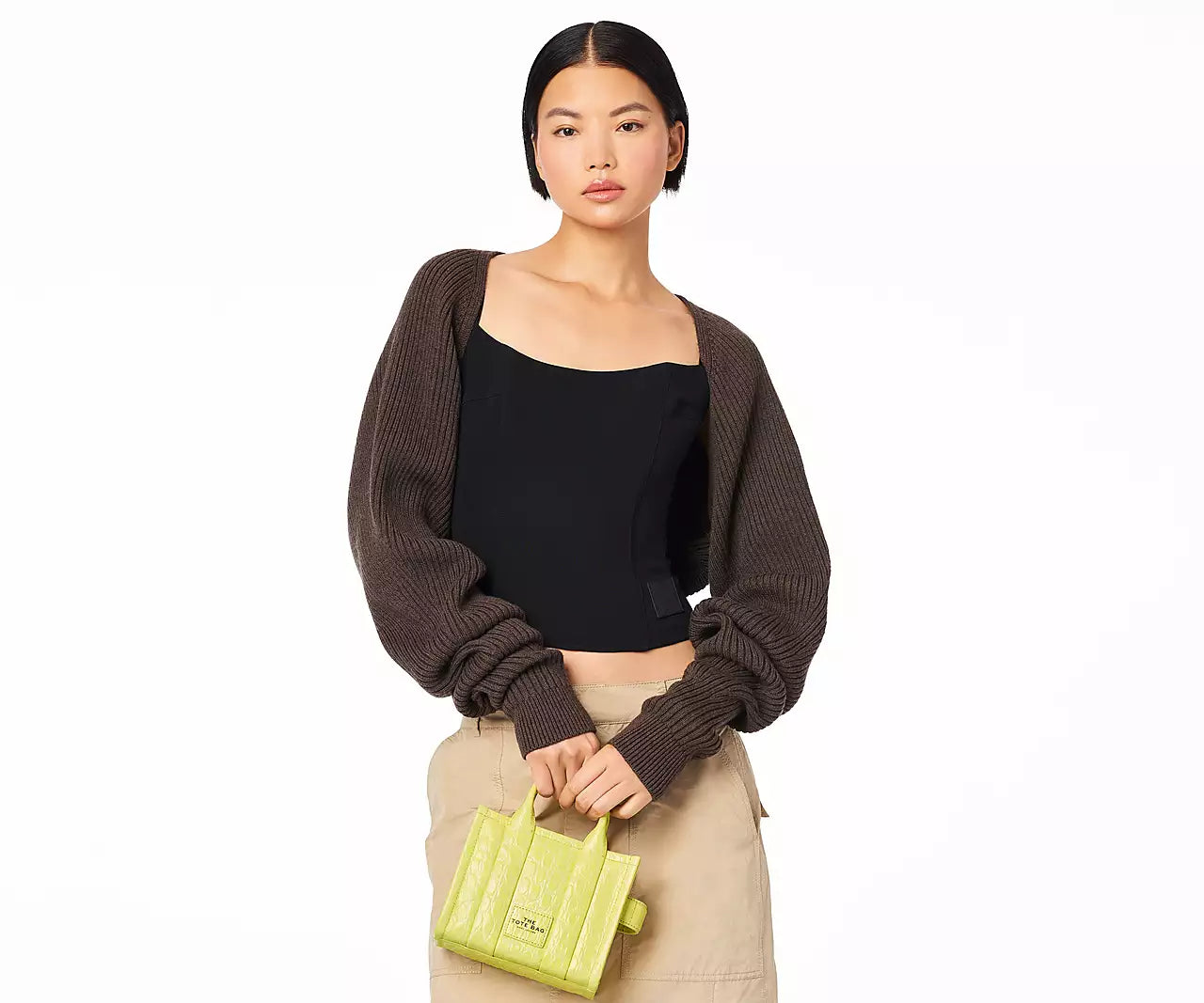 THE MONOGRAM DENIM LARGE TOTE- Yellow