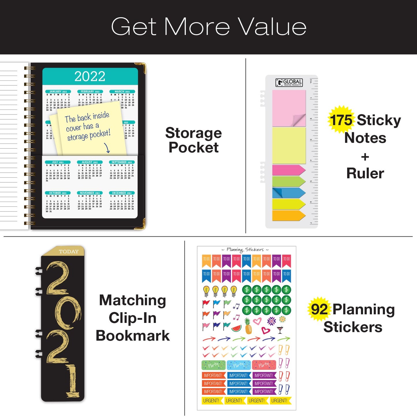 Agenda Negra 2021 Dorado + Extras