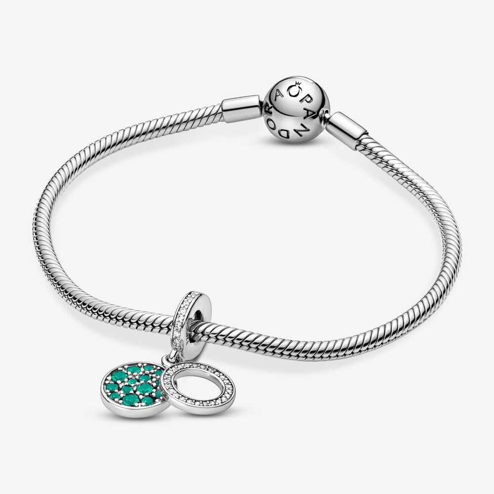 Sparkling Green Disc Double Dangle- Charm