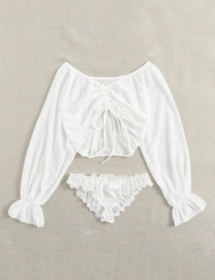 Set dos piezas lencería Gaza color blanco