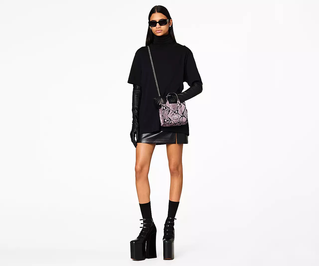 THE SNAKE-EMBOSSED MICRO TOTE BAG SALE PRICE- Pink