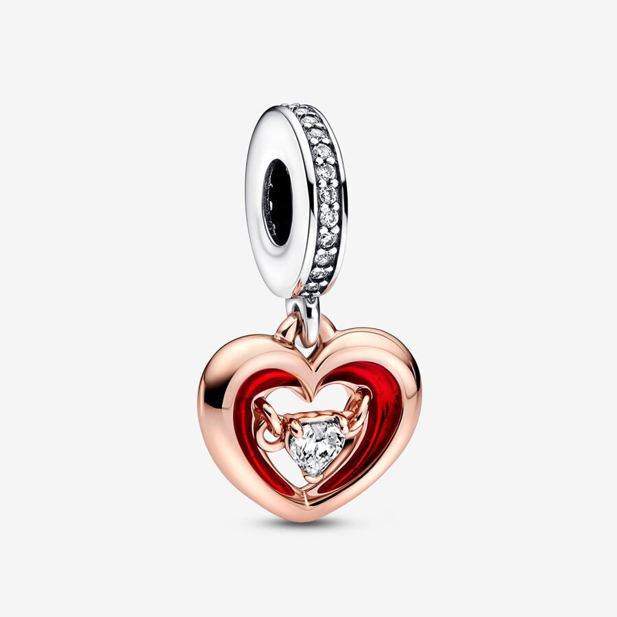 Two-tone Radiant Heart Hoop Earring Set