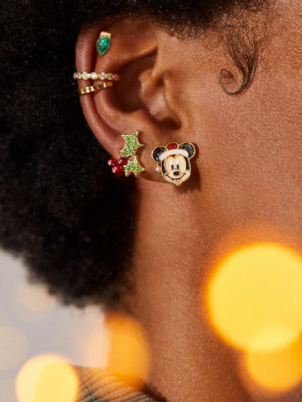 Mickey Mouse Mistletoe And Santa Hat Earring Set