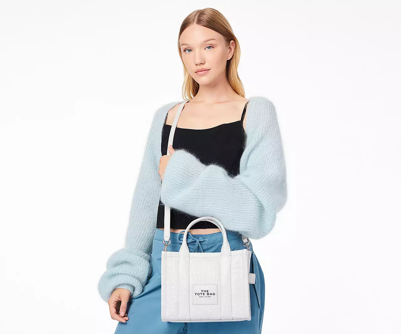 THE CROC-EMBOSSED MINI TOTE BAG- Ivory