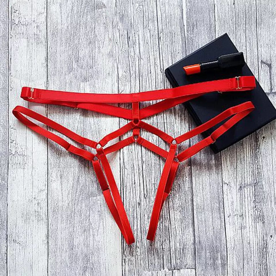 panty con aberturas tiras sin costura roja