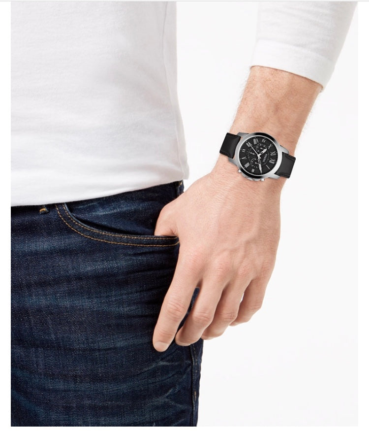 Fossil Reloj Negro Piel Hombre 44mm FS4812