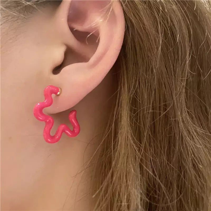 Aretes Retro De Resina Color a Elegir - Un Par